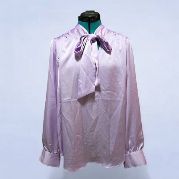 Torrid Studio Bubble Satin Bow Tie Blouse - Size Large - Picture 2 of 8